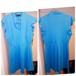 NY & Company Fit & Flare Dress with ruffled sleeves